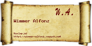 Wimmer Alfonz névjegykártya